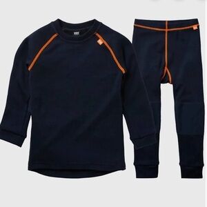 Helly Hansen Kids lifa merino base layer set- Navy and Orange VGUC sz 110/5
